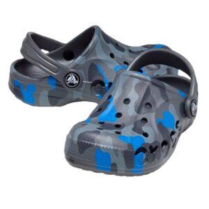 Crocs Iconic Comfort Size 10C Preschooler Child Camo Grey Blue Sandals